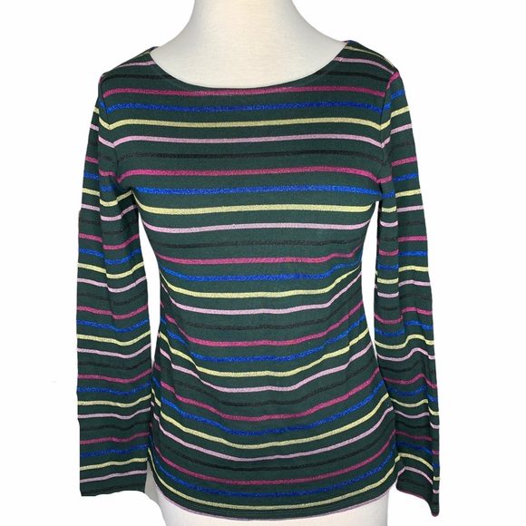 Boden Tops - Boden metallic striped long sleeve tee